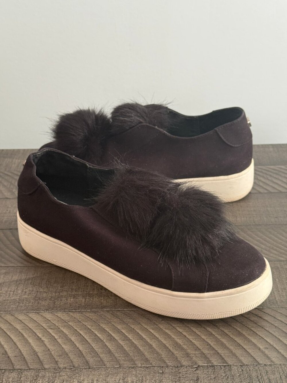 Steve Madden Furlie Faux Suede & Fur Pom Pom